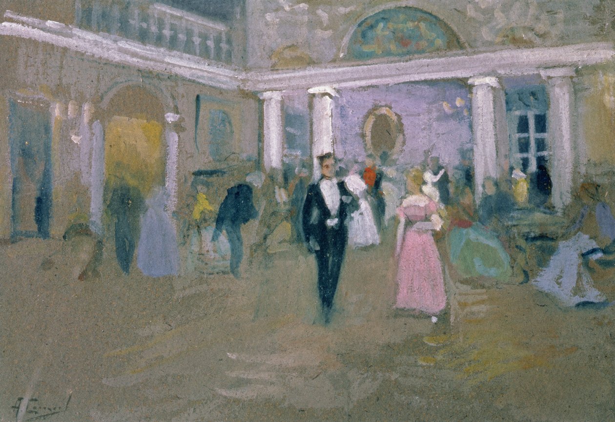 الكرة في Larins ، رسم توضيحي لـ "يوجين أونيجين" ، بقلم ألكسندر بوشكين (1799-1837) ، 1911 بواسطة أليكسي ستيبانوفيتش ستيبانوف