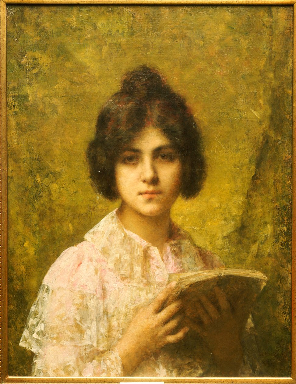 امرأة شابة تحمل كتابا بواسطة أليكسي أليكسيفيتش هارلاموف
