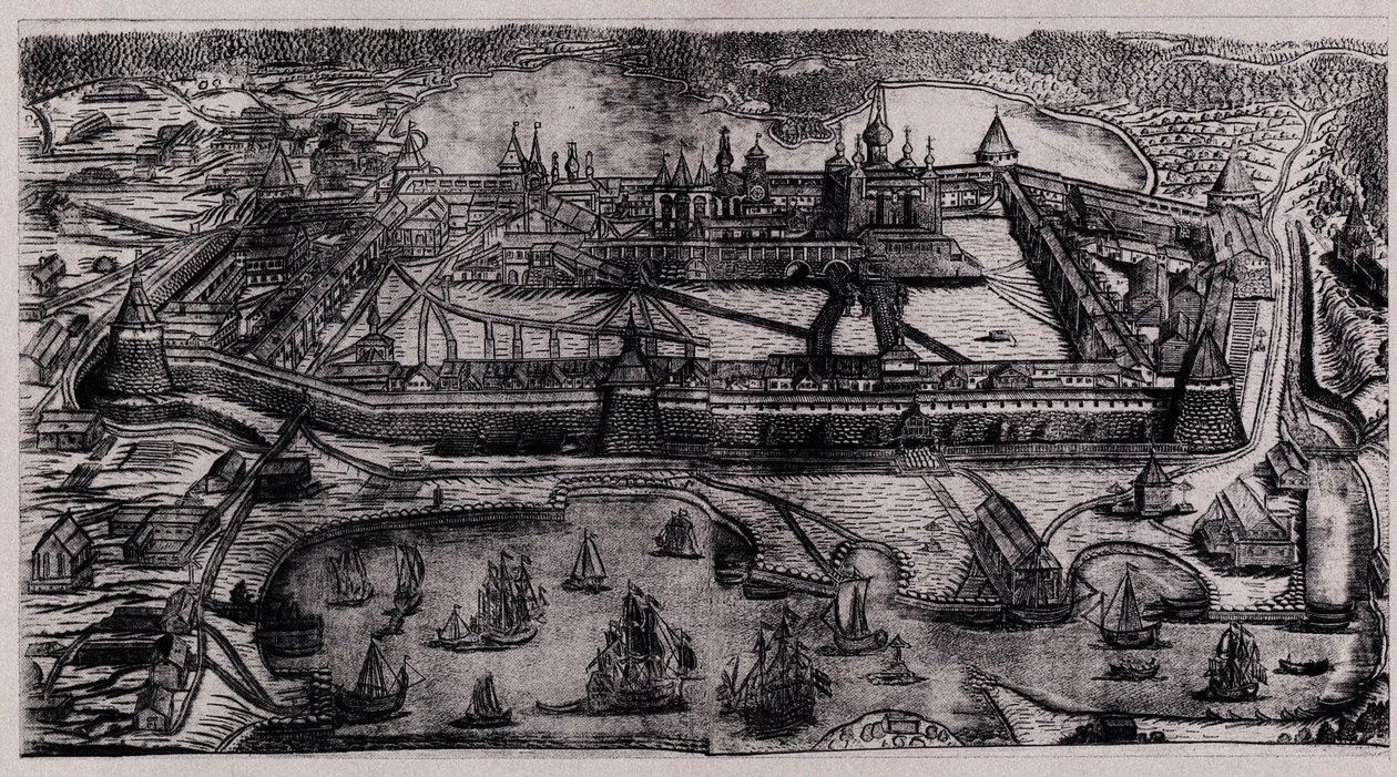 دير Solovetsky Transfiguration في جزر Solovetsky ، 1744 بواسطة أليكسي فيودوروفيتش زوبوف