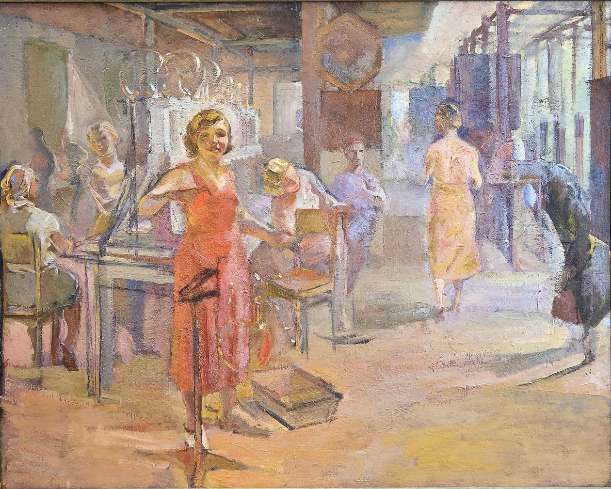 الخطة الخمسية - المصنع الكهربائي "سفيتلانا" في لينينغراد بواسطة Sittaro ، Alexei Gumbertovich (1906-1942). زيت على قماش ، مقاس: 174 × 2 بواسطة أليكسي جومبرتوفيتش سيتارو