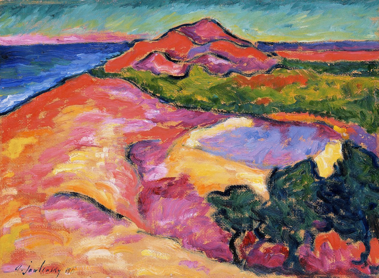 "مشهد الساحل مع التل الأحمر" ، 1911 بواسطة Alexej von Jawlensky