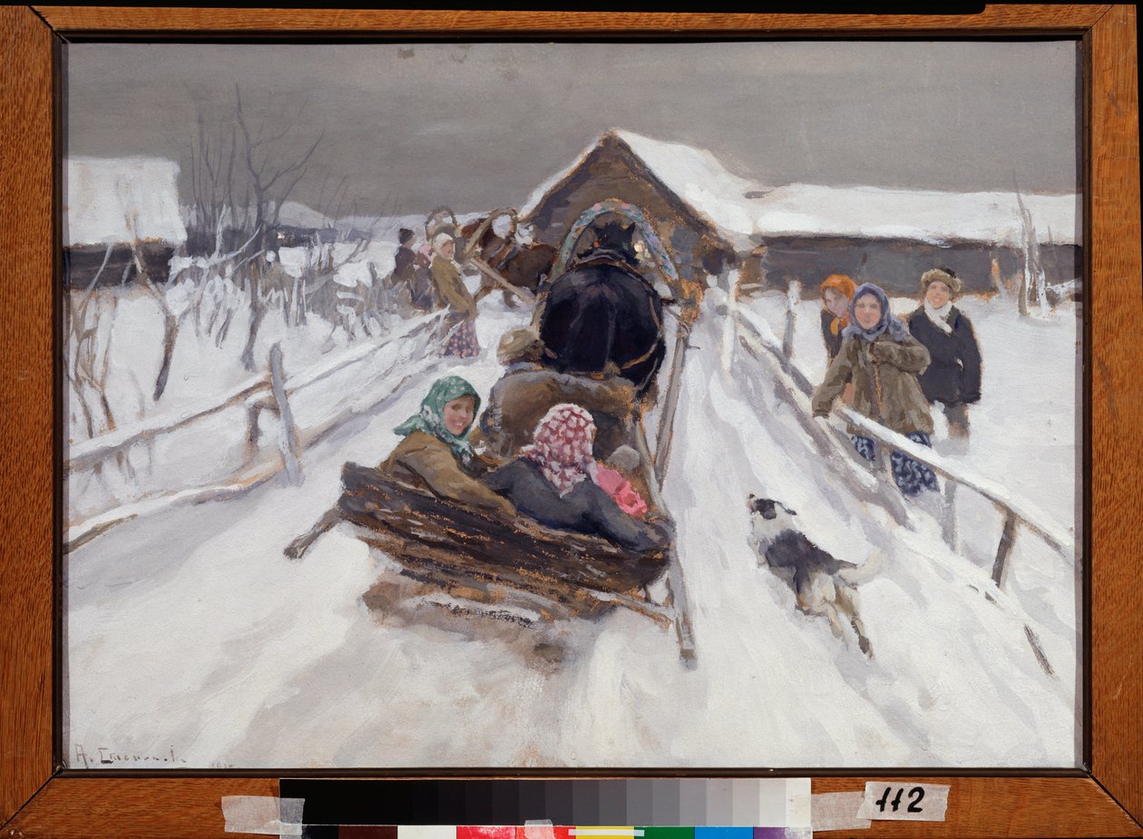 مزلقة أثناء ماردي غرا (القيادة أثناء Shrovetide) - رسم أليكسي ستيبانوفيتش ستيبانوف (1858-1923) ، زيت على قماش بواسطة أليكسي ستيبانوفيتش ستيبانوف