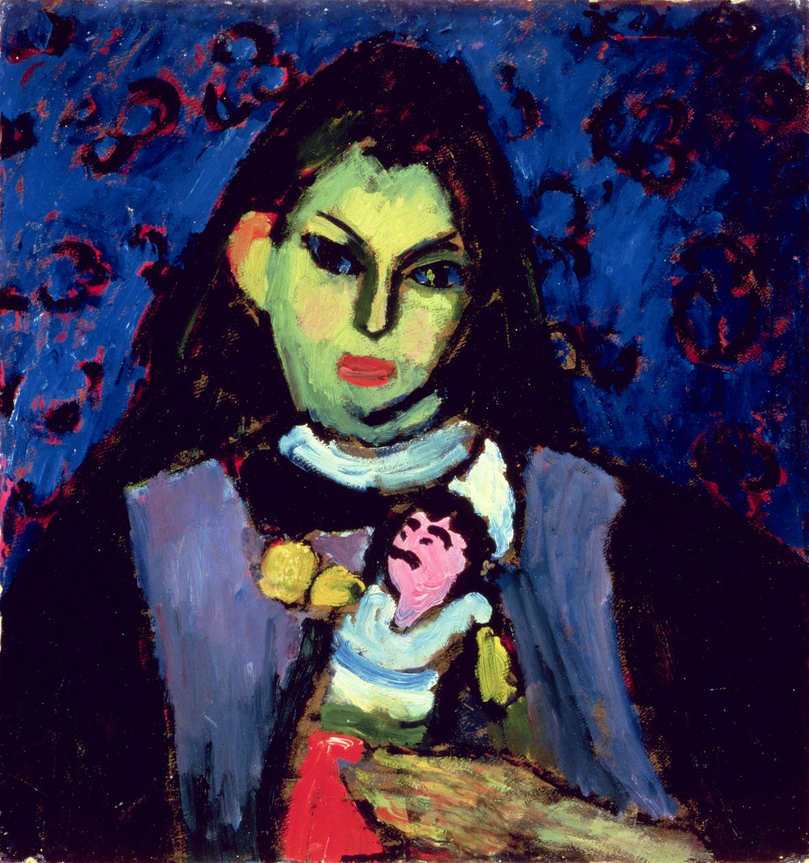 فتاة مع دمية ، 1910 (زيت على الكرتون) بواسطة Alexej von Jawlensky