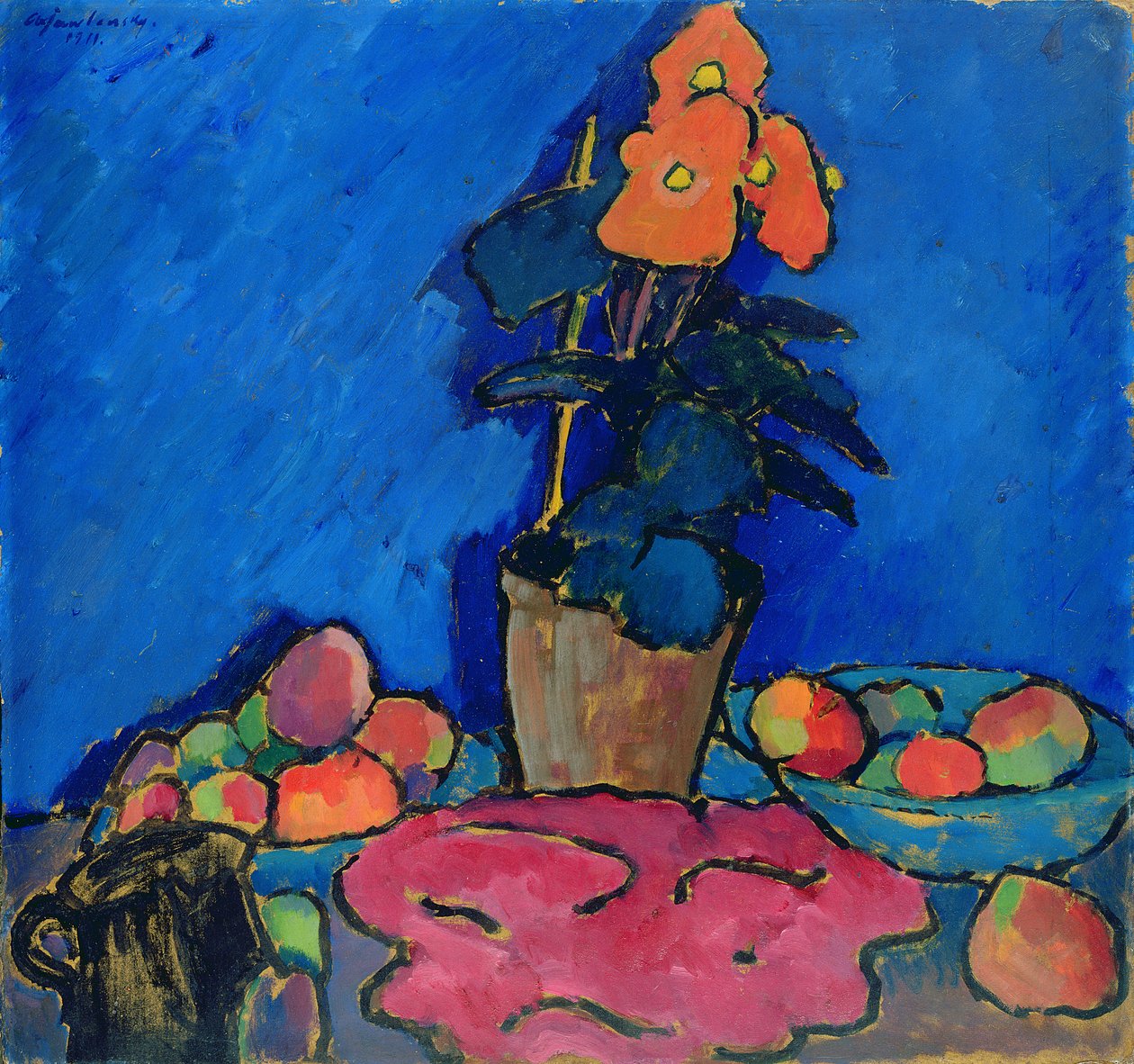 لا تزال الحياة مع بيجونيا ، 1911 (زيت على الكرتون) بواسطة Alexej von Jawlensky