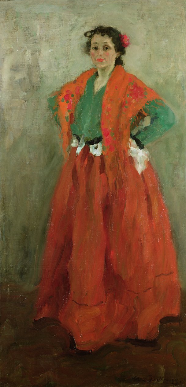 زوجة الفنان ترتدي زي امرأة إسبانية ، حوالي عام 1901 بواسطة Alexej von Jawlensky