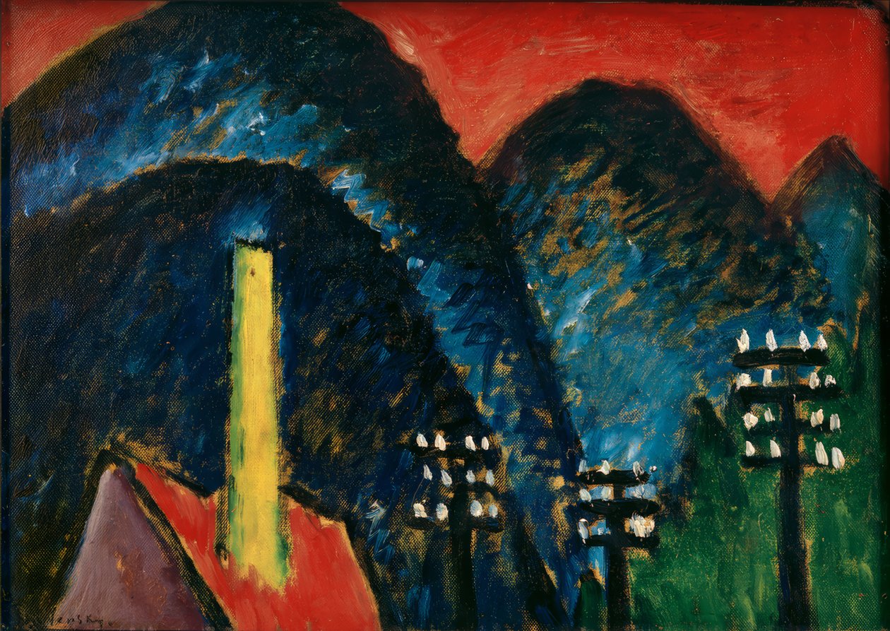 الجبال الزرقاء (المناظر الطبيعية مع مدخنة صفراء) بواسطة Alexej von Jawlensky