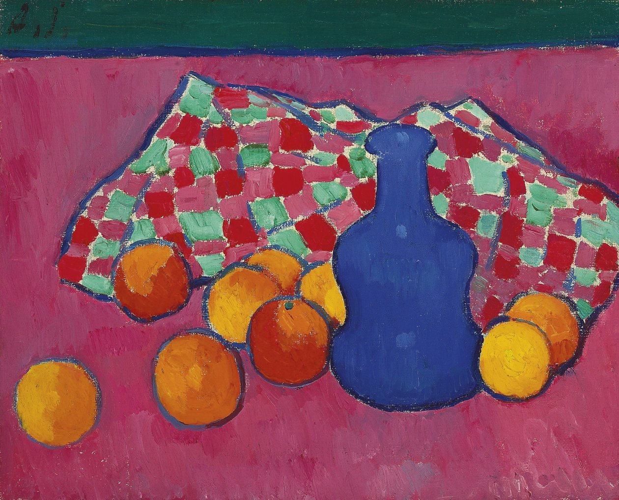 مزهرية زرقاء مع البرتقال ، 1908 بواسطة Alexej von Jawlensky