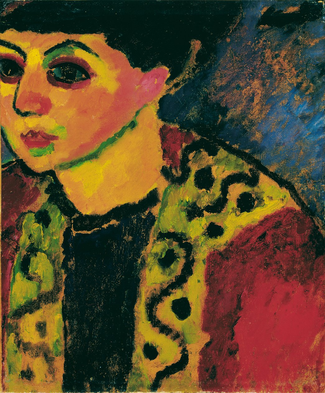 سيدة على خلفية زرقاء بواسطة Alexej von Jawlensky