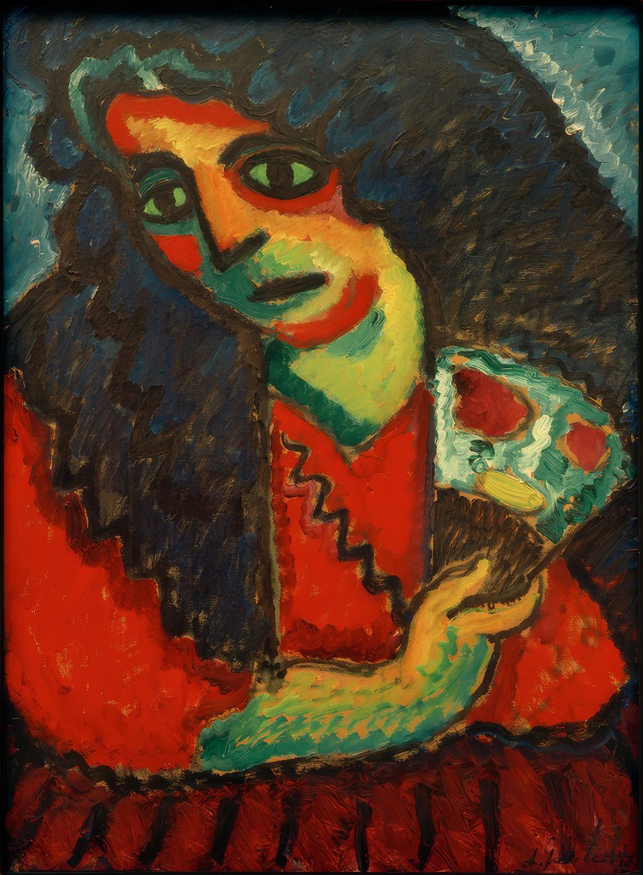 امرأة مع مروحة بواسطة Alexej von Jawlensky