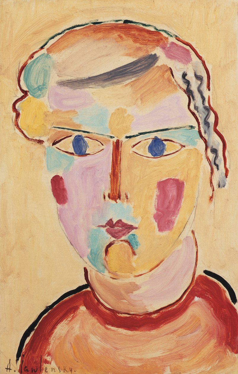 فتاة مشرقة في المظهر ؛ رأس الفتاة ، مظهر مشرق ، 1916 بواسطة Alexej von Jawlensky