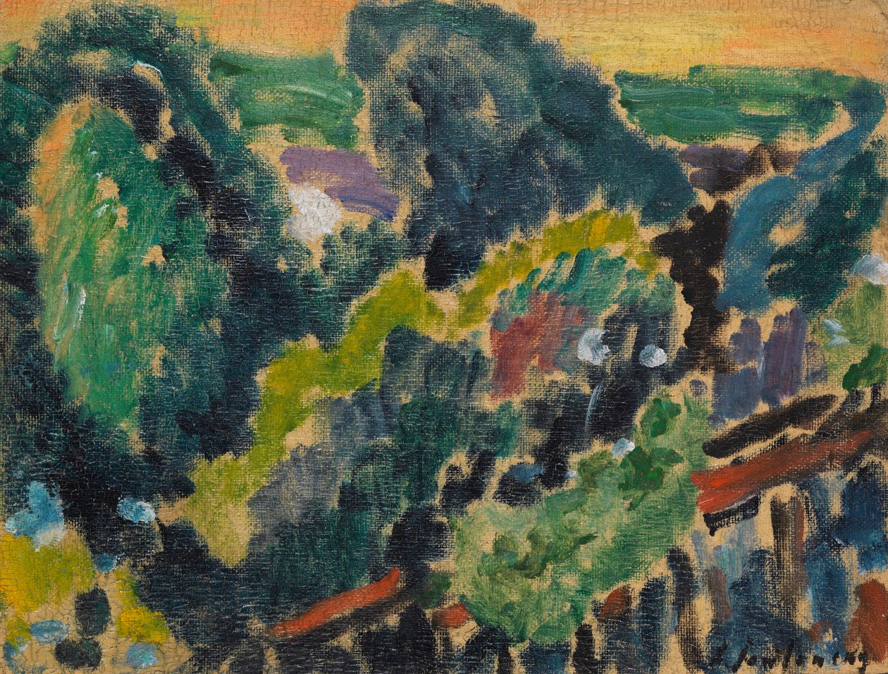 المناظر الطبيعية في بحيرة جنيف ، ج. 1914. بواسطة Alexej von Jawlensky