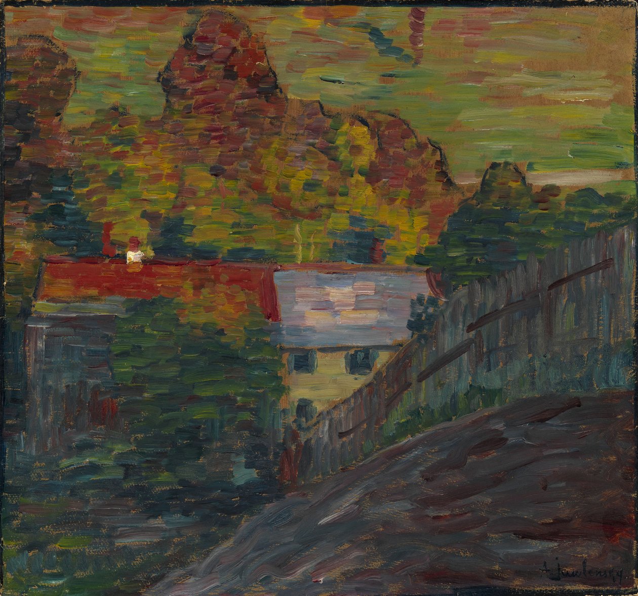 المناظر الطبيعية مع سقف أحمر ، Wasserburg ، ج. 1906 بواسطة Alexej von Jawlensky
