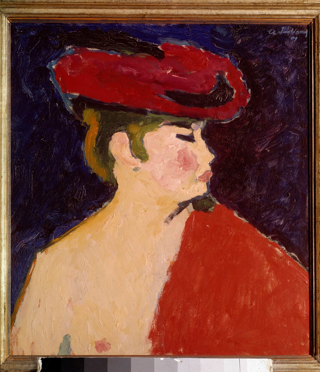 Le chale rouge لوحة بواسطة Alexei von Javlensky (Alexi von Jawlensky ، Alexej von Javlenski) (1864-1941) ميونيخ القرن العشرين. معرض ستانجل بواسطة Alexej von Jawlensky