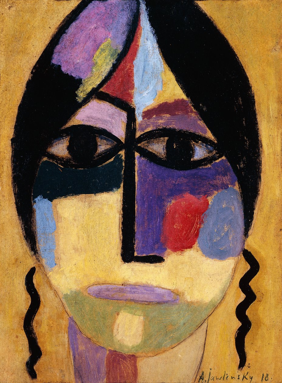 الرأس الصوفي: Ravenwings IV؛ Mysticher Kopf: Rabenflugel IV ، 1918 بواسطة Alexej von Jawlensky