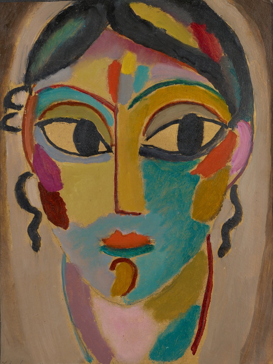 رأس باطني: رأس فتاة ، 1918 (زيت على ورق مقوى) بواسطة Alexej von Jawlensky