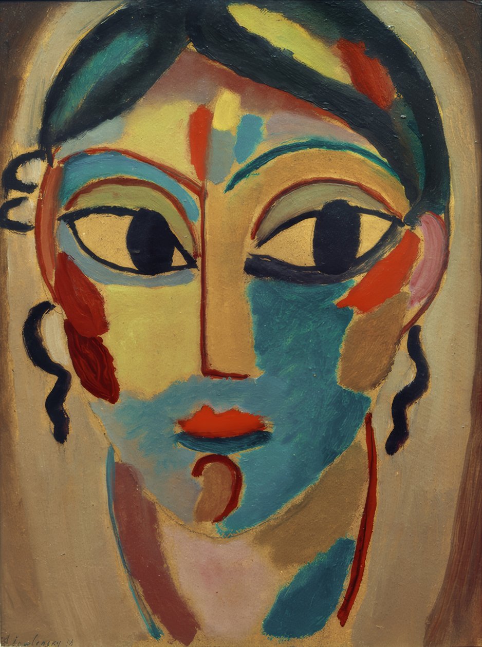 الرأس الغامض: رأس الفتاة (أمامي) بواسطة Alexej von Jawlensky