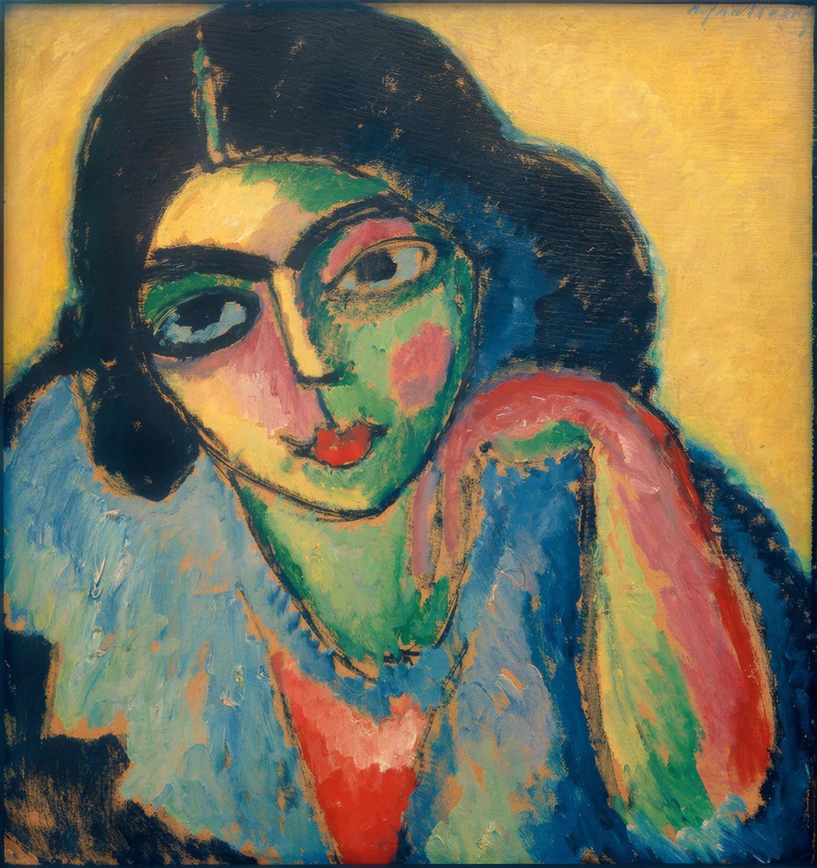 Schwarze Haare in gelbem Hintergrund بواسطة Alexej von Jawlensky