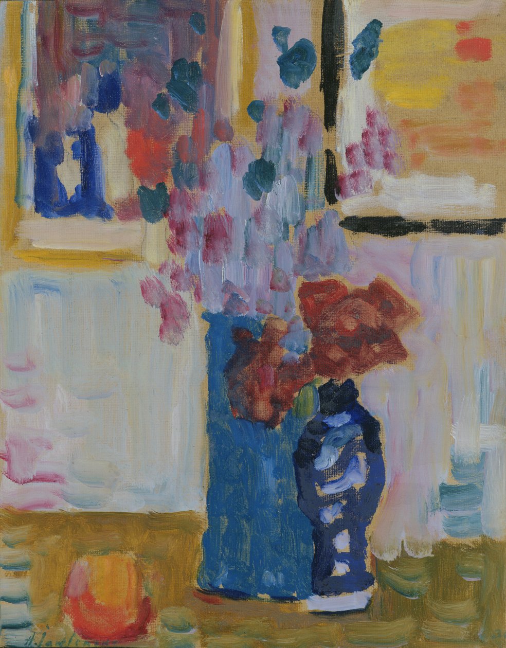 الحياة الساكنة مع الزهور (زيت على الكرتون) بواسطة Alexej von Jawlensky