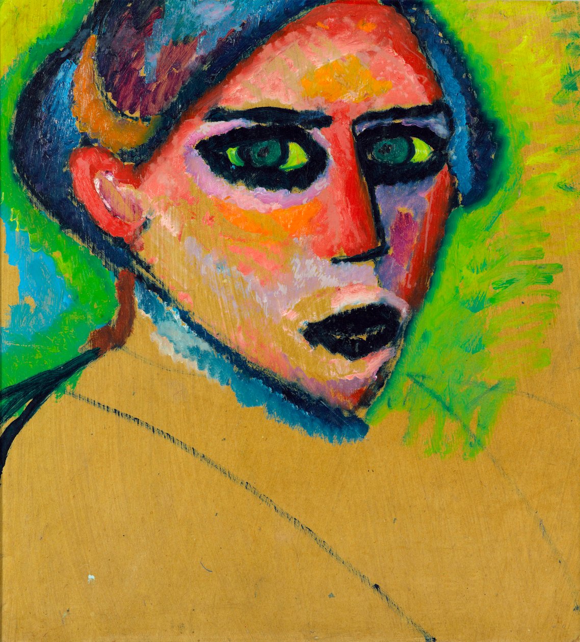 وجه المرأة - رسم أليكسي فون جافلينسكي (1864-1941) ، زيت على ورق مقوى ، 78.5 × 75 سم ، حوالي عام 1911 ، تعبيرية - Gemeentemuseum Den Haag (هولندا) بواسطة Alexej von Jawlensky