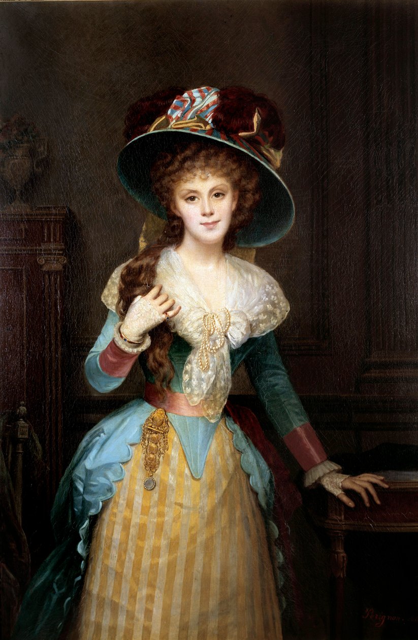 صورة لامرأة ذات قبعة كبيرة لوحة رسمها أليكسيس جوزيف بريجنون (1806-1882) ديجون في القرن التاسع عشر ، متحف الفنون الجميلة بواسطة الكسيس جوزيف بيرينيون