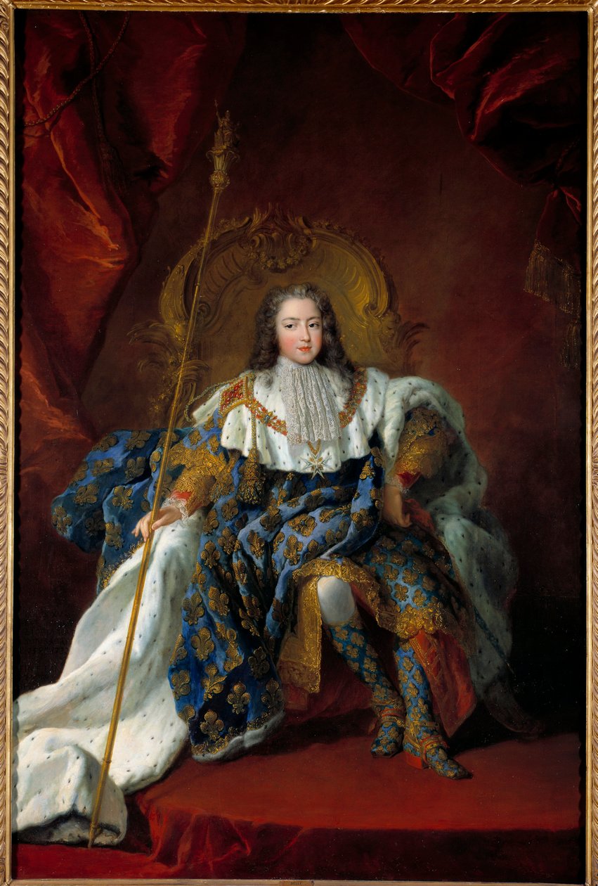 صورة لطفل لويس الخامس عشر (1710-1774) على جسده مغطى بزي وسمات اللوحة المقدسة لألكسيس سيمون بيل (1674-1734) 1723 صن. 2،26 × 1،8 م - صورة لويس الخامس عشر (1710-1774) ، عندما كان طفلًا على عرشه مرتديًا فستان التتويج - باي بواسطة الكسيس سيمون بيل