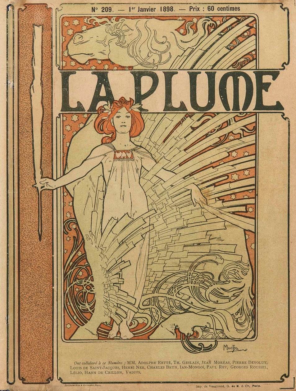غلاف La Plume رقم 209 ، 1898. بواسطة ألفونس ماري موتشا