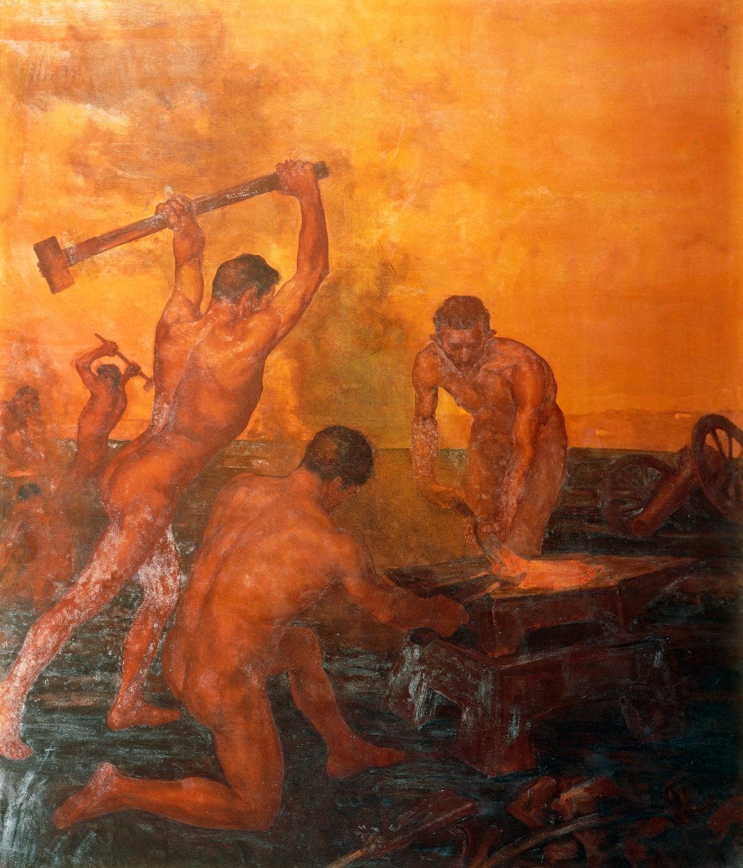 The forge, left panel of Railwaymen triptych بواسطة ألفونسو كوارانتيلي