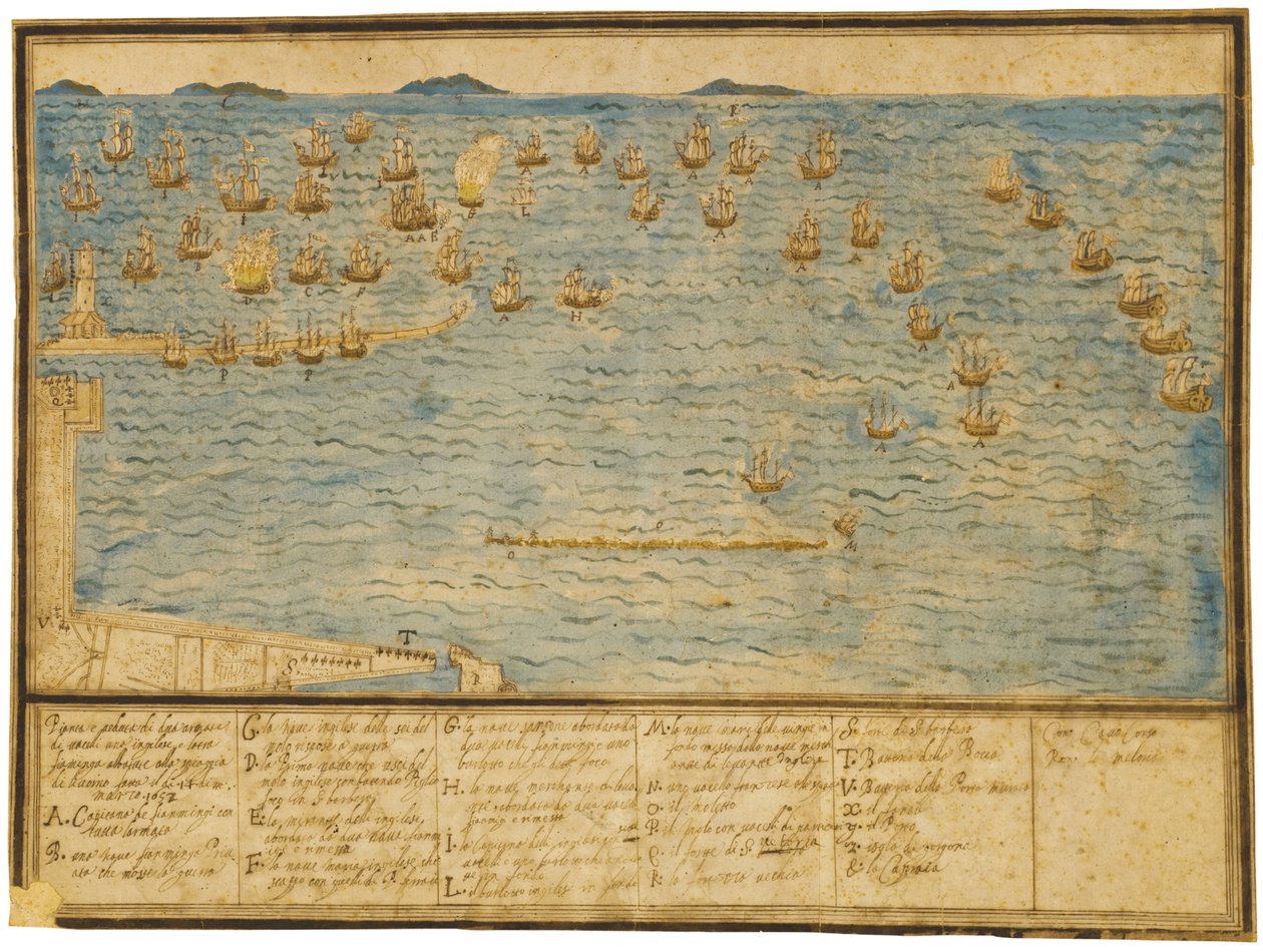 تصوير طوبوغرافي لمعركة ليغورن ، c.1653 بواسطة ألفونسو الأصغر باريجي