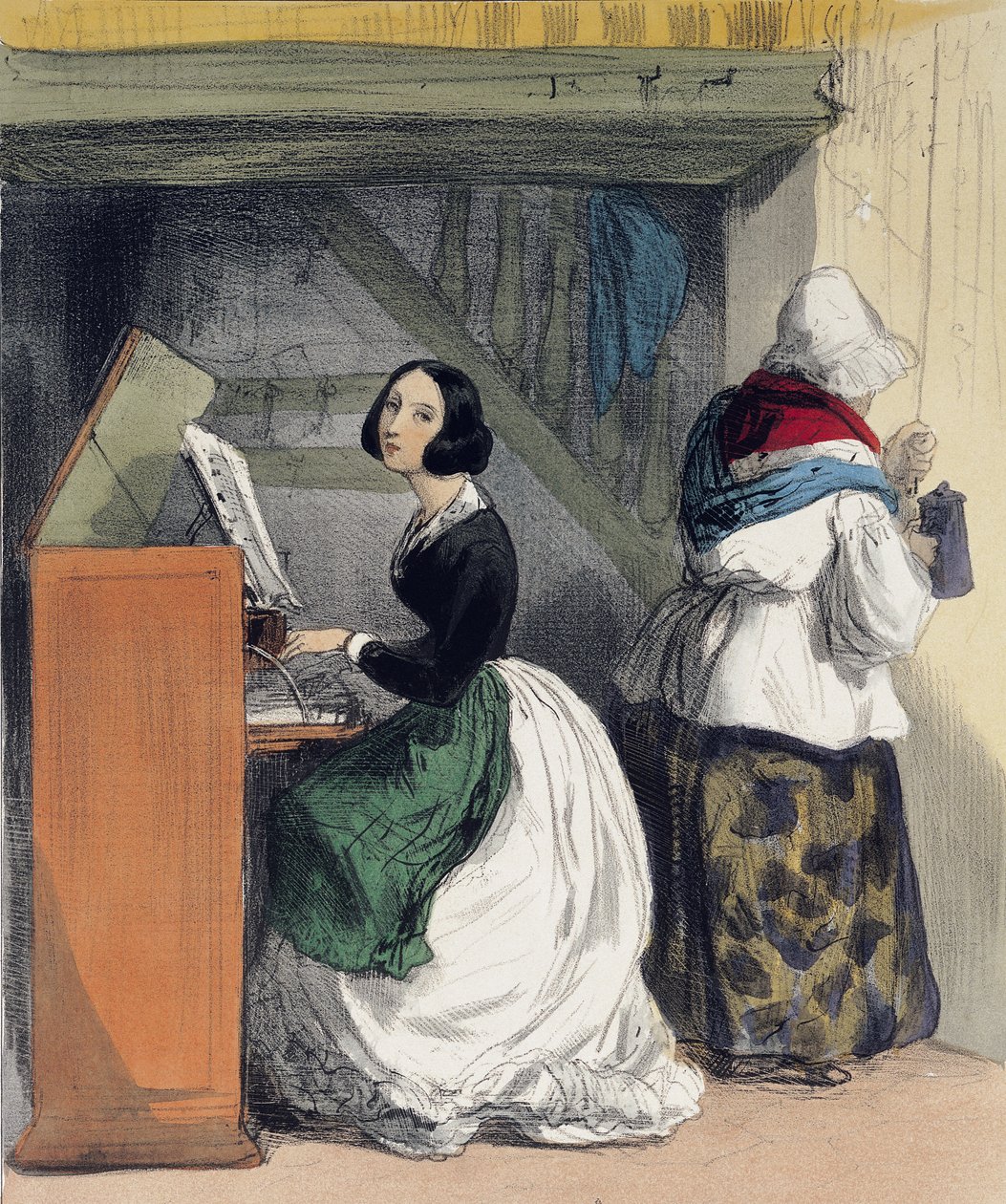 تلميذ مدرسة موسيقى ، من "Les Femmes de Paris" ، 1841-42 بواسطة ألفريد أندريه جينيول