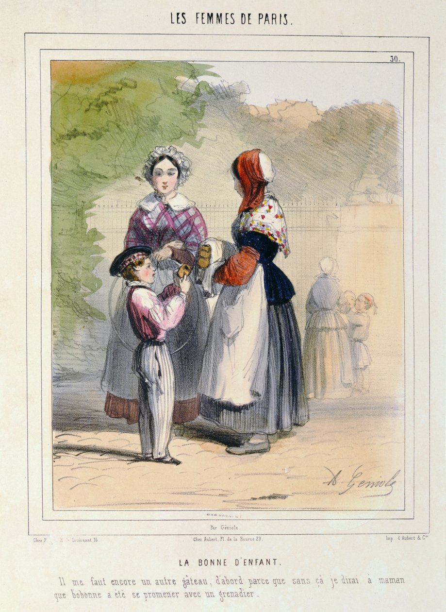 المربية ، من "Les Femmes de Paris" ، 1841-42 (ليثو ملونة) بواسطة ألفريد أندريه جينيول