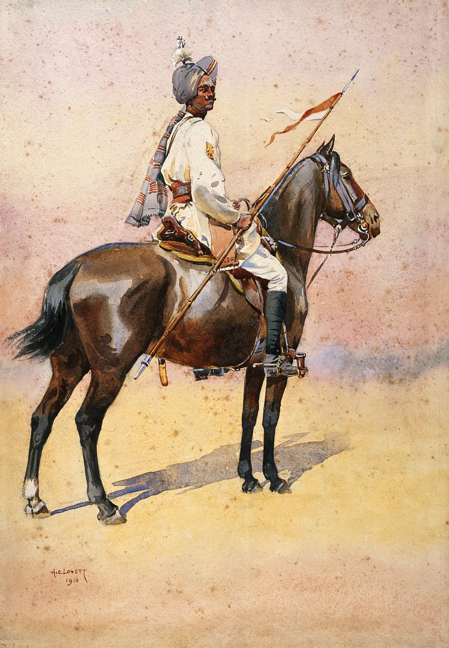 Jodphur Sardar Risala ، راتور راجبوت ، رسم توضيحي لـ "جيوش الهند" للرائد جي إف ماكمون ، نُشر عام 1911 ، 1910 بواسطة ألفريد كرودي لوفيت