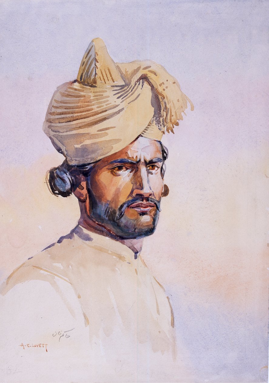 جندي من البنجاب 82 ، أوان ، رسم توضيحي لـ "جيوش الهند" للرائد جي إف ماكمون ، نُشر عام 1911 ، 1908 بواسطة ألفريد كرودي لوفيت