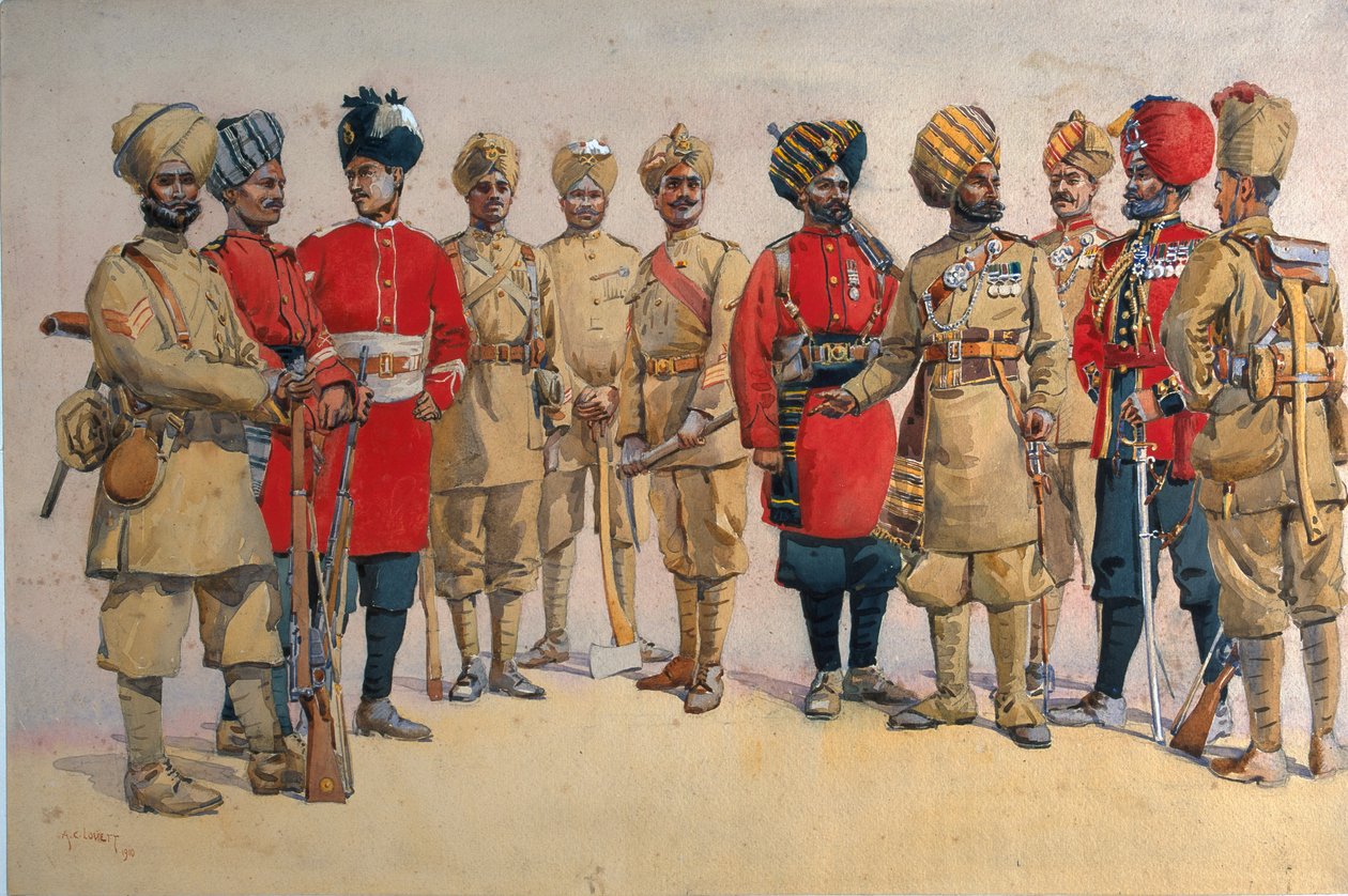 جنود الفوج الرائد ، رسم توضيحي لـ "جيوش الهند" للرائد جي إف ماكمون ، نُشر عام 1911 ، 1908 بواسطة ألفريد كرودي لوفيت