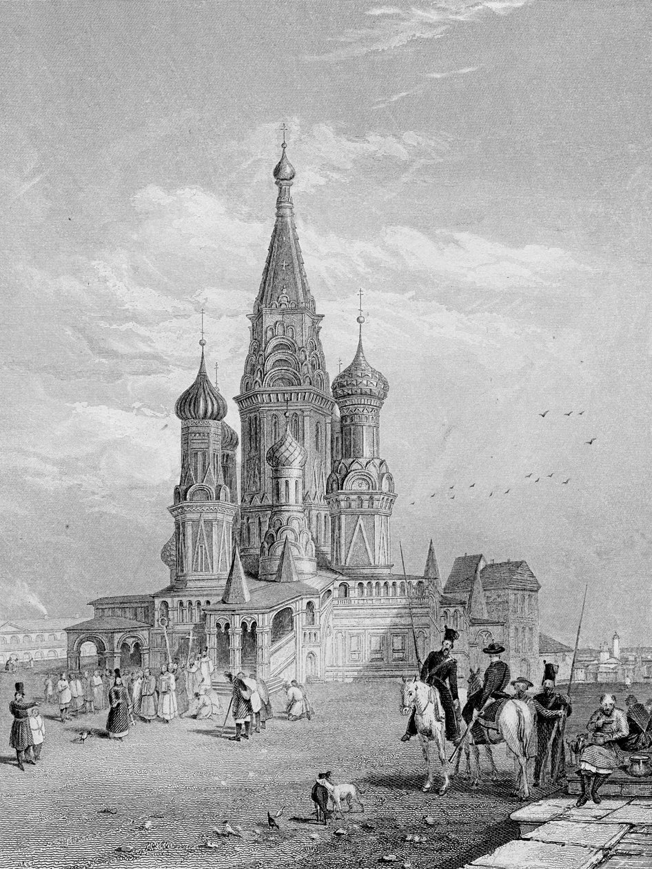 كاتدرائية سانت باسيل ، موسكو ، منقوشة بواسطة تورنبول ، 1835 بواسطة ألفريد جومرسال فيكرز