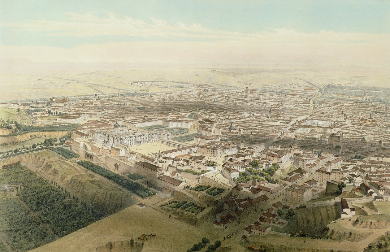 منظر عام لمدريد مأخوذ من جسر سيغوفيا ، 1854 بواسطة ألفريد جوسدون