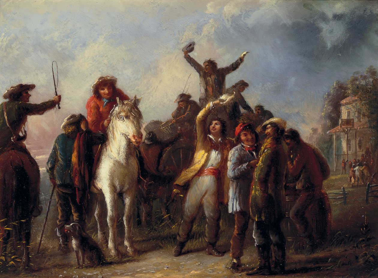 المشهد الانتخابي ، كاتونفيل ، مقاطعة بالتيمور ، c.1860 (زيت على لوحة الأكاديمية) بواسطة ألفريد جاكوب ميلر