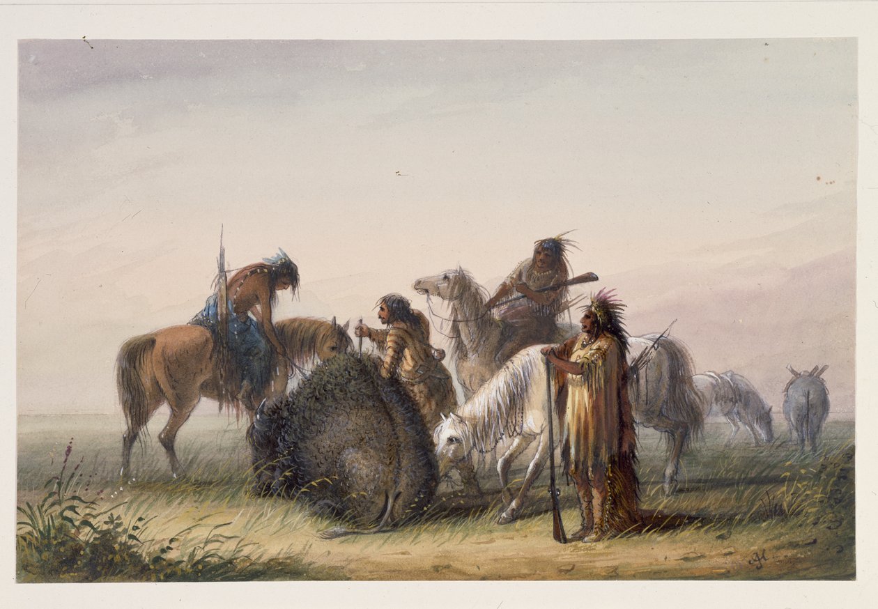 توريد معسكر لحوم الجاموس ، 1858-60 (مرحاض على ورق) بواسطة ألفريد جاكوب ميلر