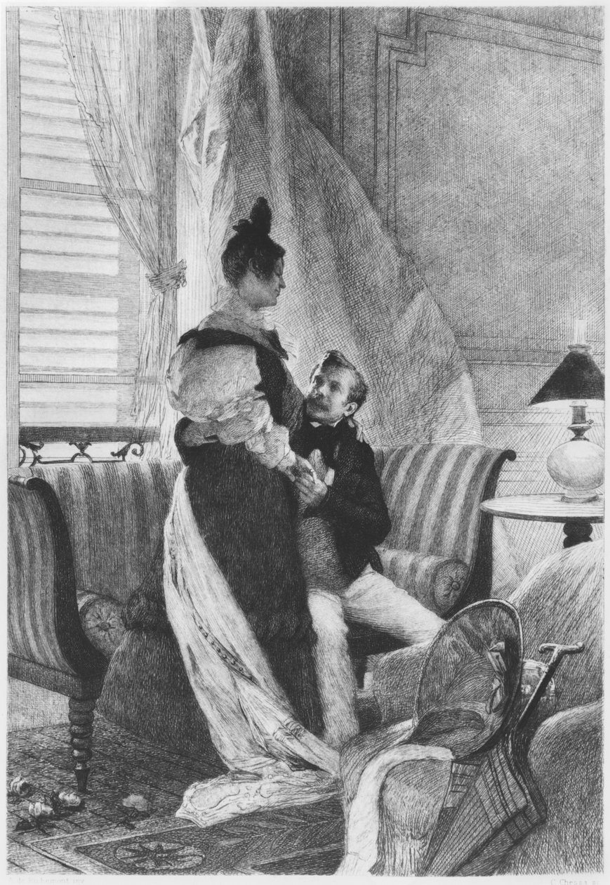 إيما بوفاري ورودولف ، رسم توضيحي من "مدام بوفاري" للمؤلف غوستاف فلوبير (1821-1880) منقوش بواسطة كارلو تشيسا (1855-1925) 1905 بواسطة ألفريد بول ماري ريتشمونت