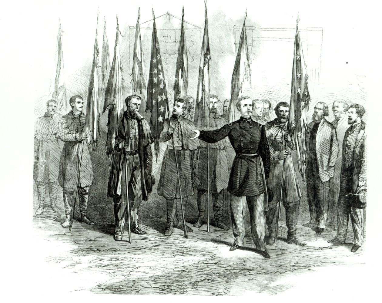 قدم الجنرال كاستر أعلام الكونفدرالية في واشنطن في 23 أكتوبر 1864 بواسطة ألفريد رودولف واود