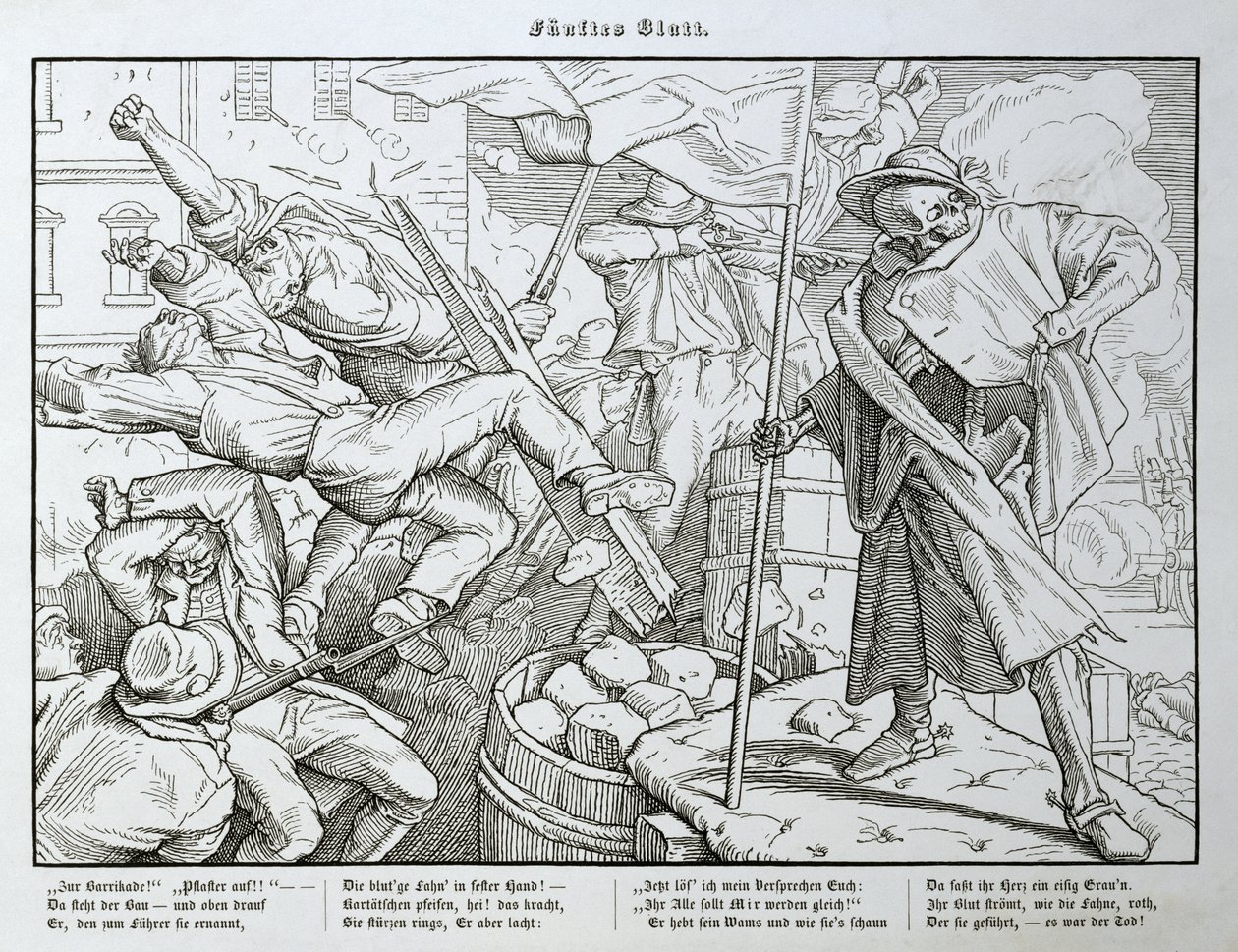 الموت على الحاجز ، من "رقصة أخرى من الموت" نشره جورج ويجاند في لايبزيغ ، 1849 بواسطة ألفريد ريتيل