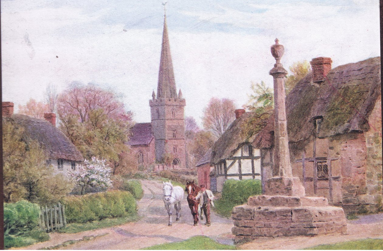 Childs Wickham، Nr Evesham، Worcester، من The Cottages and the Village Life of Rural England تم نشره بواسطة Dent & Sons Limited، 1912 بواسطة ألفريد روبرت كوينتون