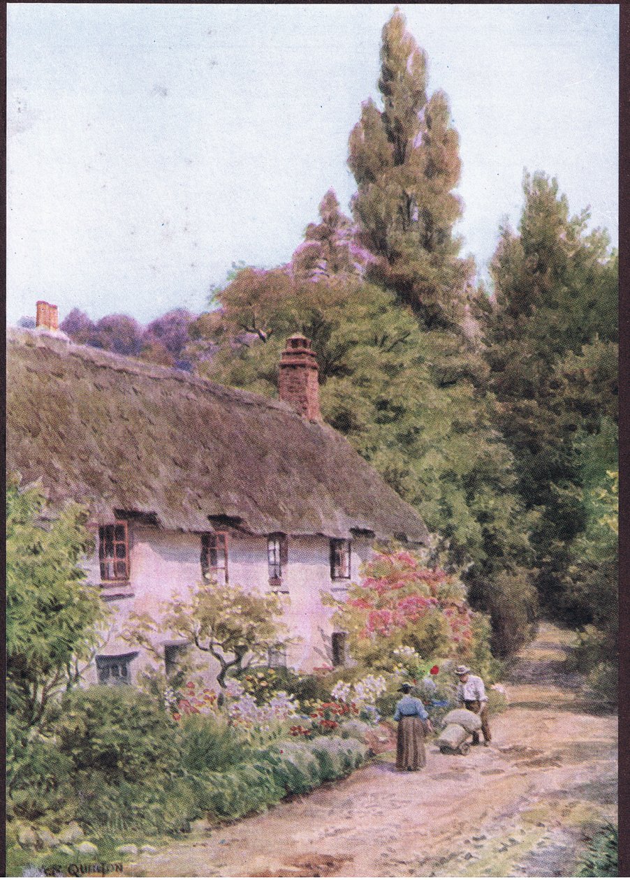 الأكواخ في Dunster ، Somerset ، من The Cottages and the Village Life of Rural England نشرتها Dent & Sons Limited ، 1912 بواسطة ألفريد روبرت كوينتون