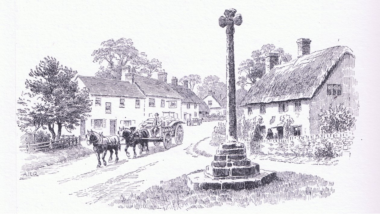 Crowcombe Cross ، Somerset ، من The Cottages and the Village Life of Rural England نشرته Dent & Sons Limited ، 1912 بواسطة ألفريد روبرت كوينتون