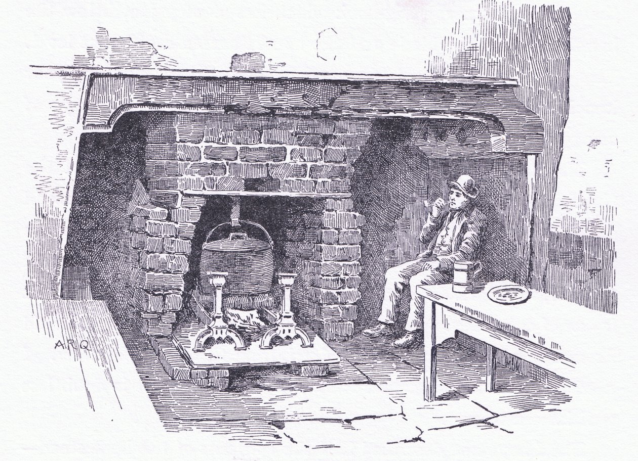 مدفأة في نزل سوري ، من The Cottages and the Village Life of Rural England نشرتها Dent & Sons Limited ، 1912 بواسطة ألفريد روبرت كوينتون