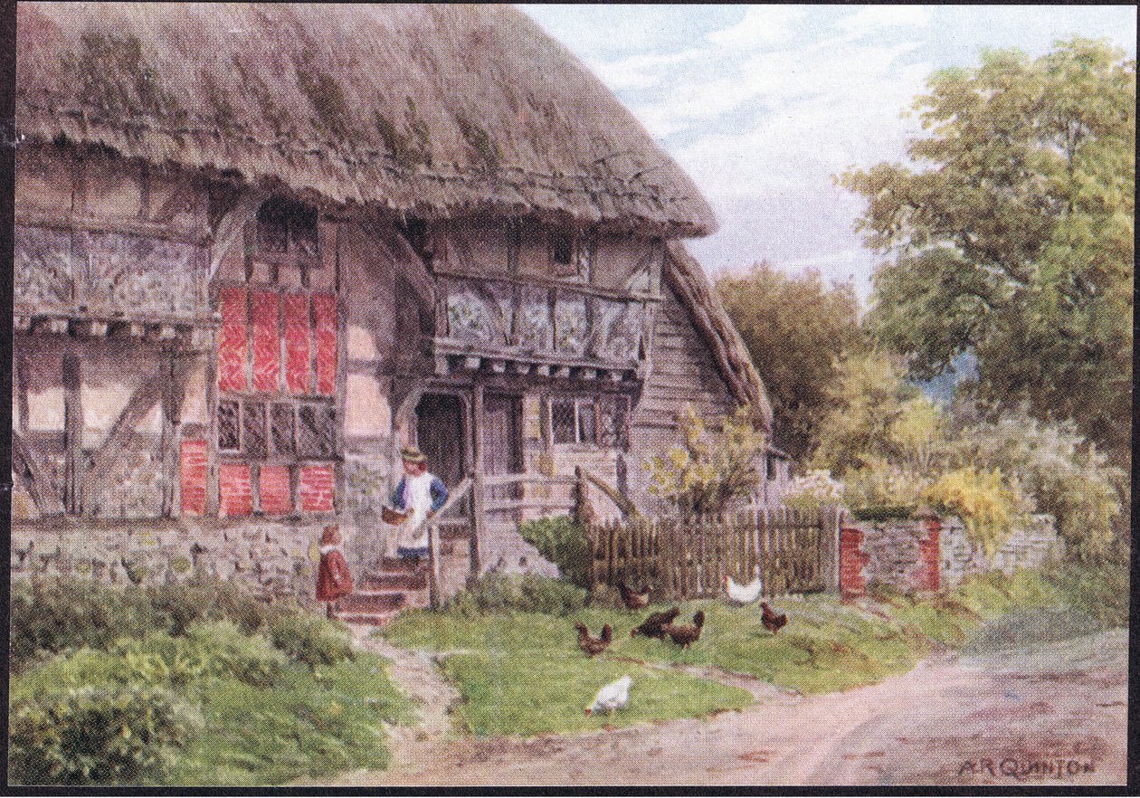 Old Cottage ، Bignor ، Sussex ، من The Cottages and the Village Life of Rural England نشرته Dent & Sons Limited ، 1912 بواسطة ألفريد روبرت كوينتون