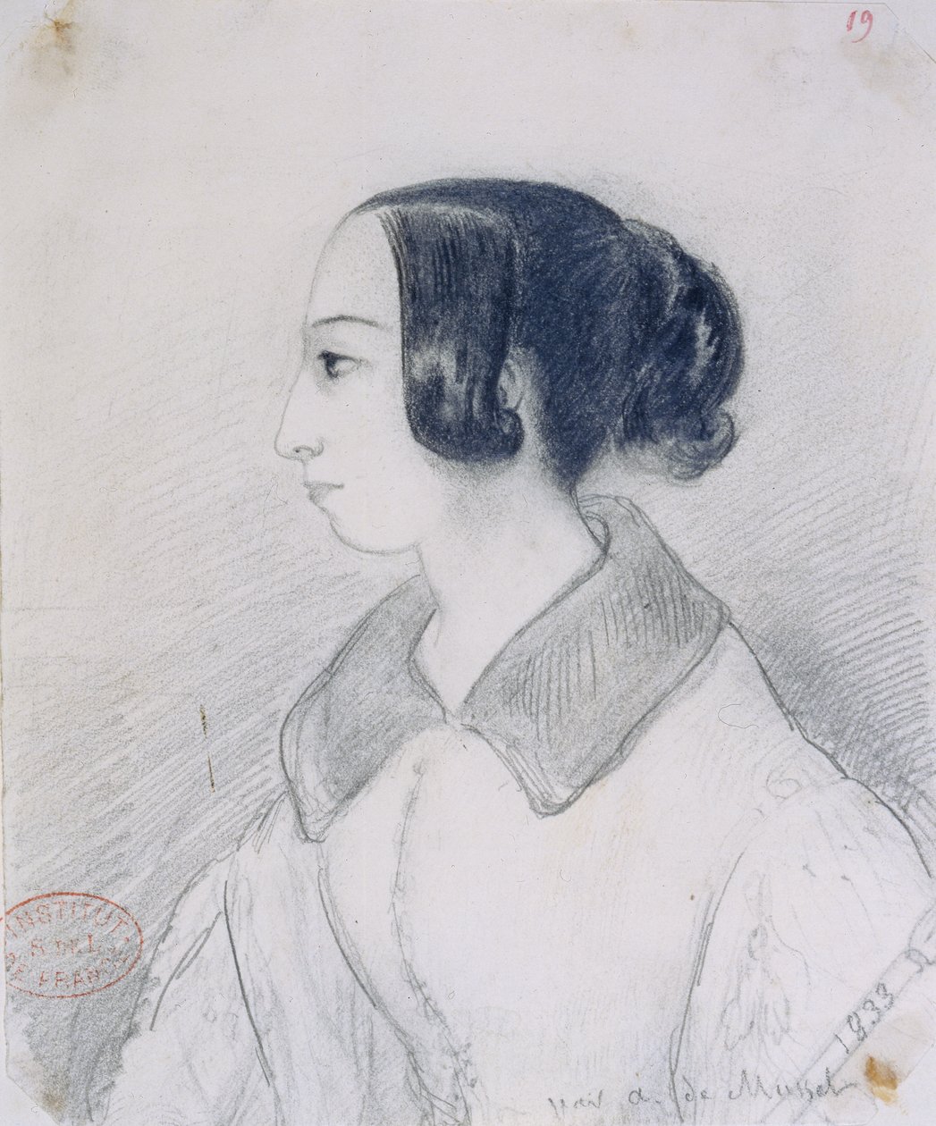 جورج ساند (1804-76) في الملف الشخصي ، 1833 بواسطة ألفريد دي موسيت