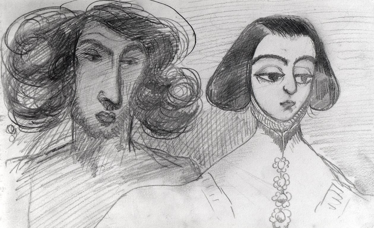 بورتريه ذاتي مع جورج ساند (1804-76) بواسطة ألفريد دي موسيت