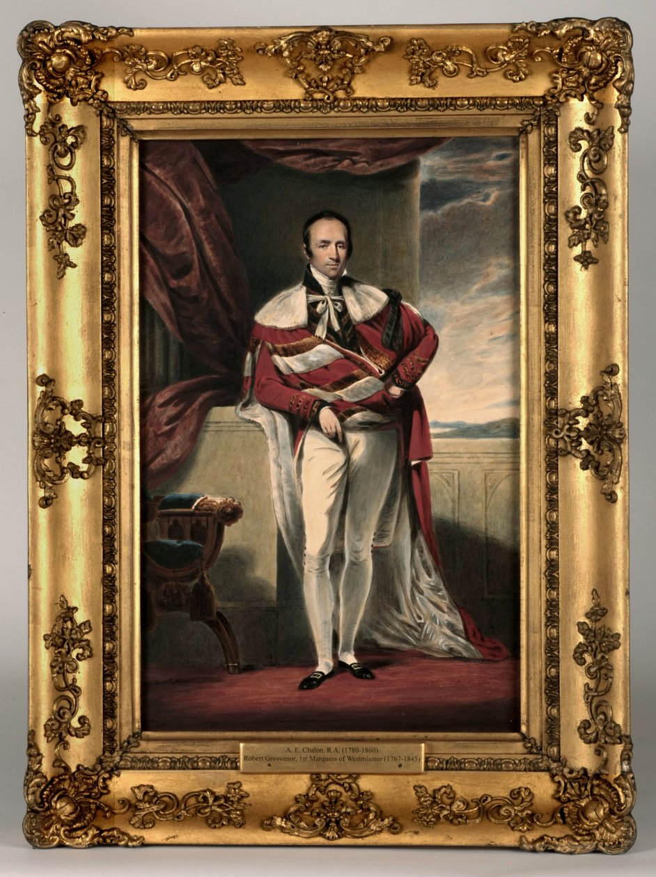 صورة لروبرت جروسفينور ، ثاني إيرل غروسفينور ، c.1820 (مرحاض لون الجسم على الورق) (انظر 328881 للزوج) بواسطة ألفريد إدوارد شالون