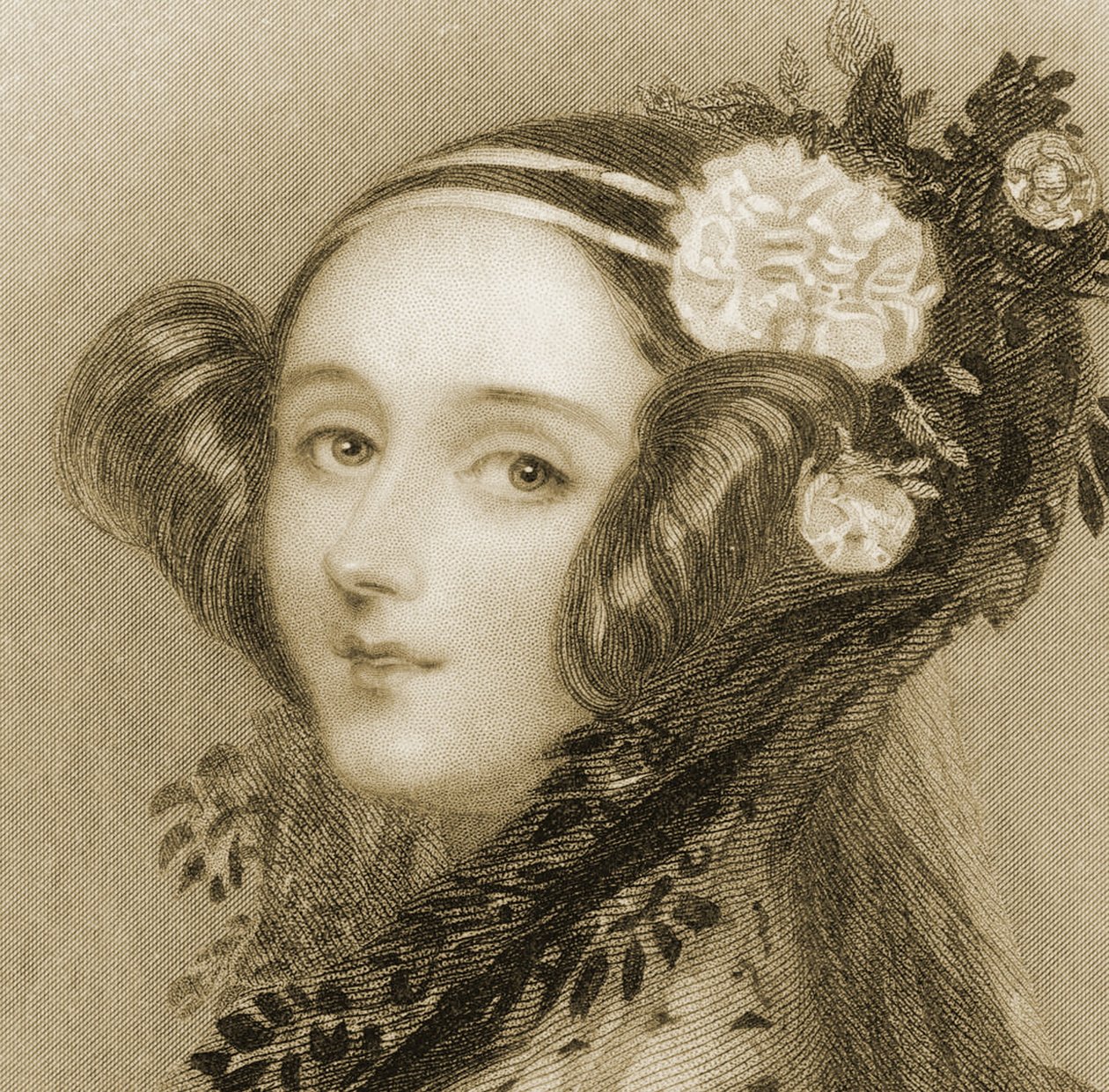 صورة بني داكن لأوغستا أدا كينغ (1815 - 1852) ، كونتيسة لوفليس. بواسطة ألفريد إدوارد شالون