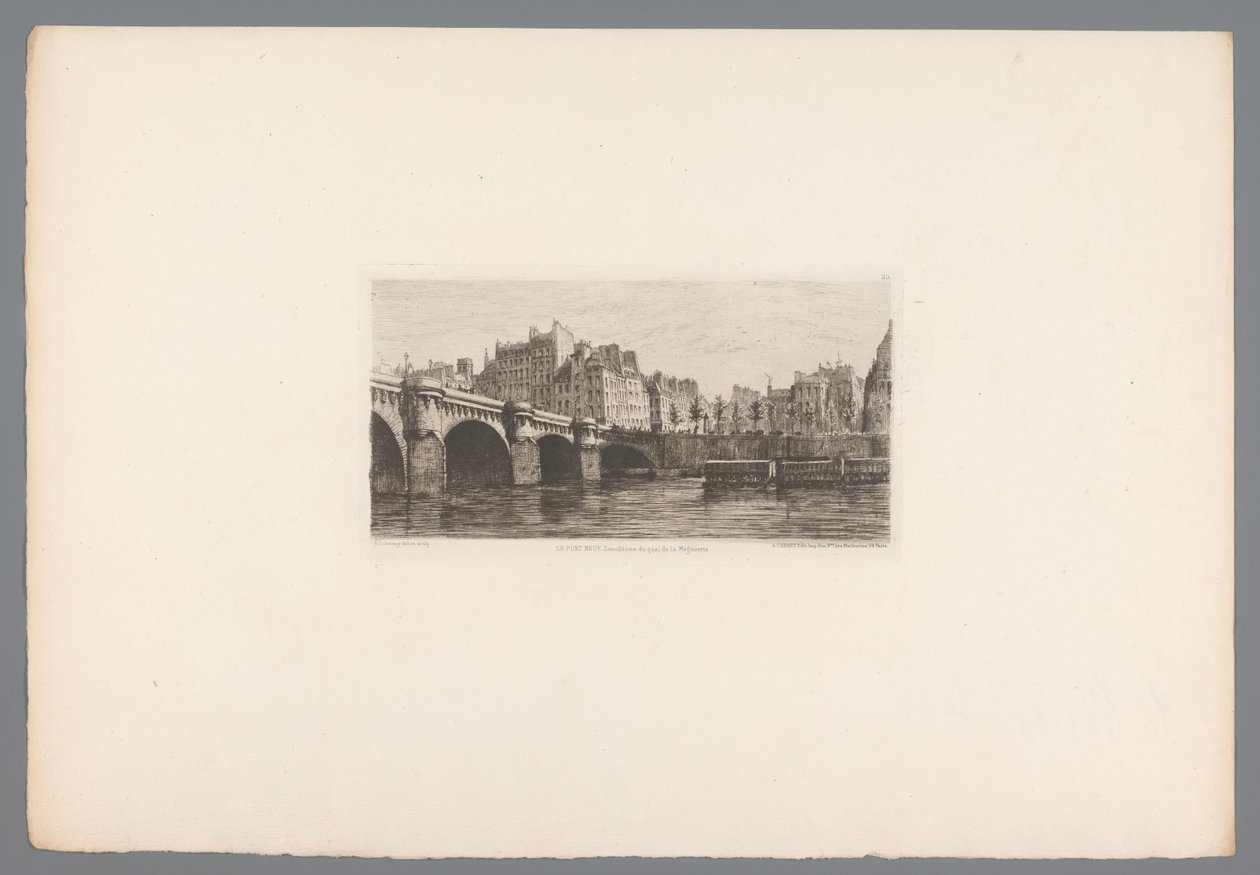 منظر لـ Pont Neuf لو بونت نيوف (العنوان على الكائن) النقوش الفرنسية من عام 1874 (عنوان السلسلة) L